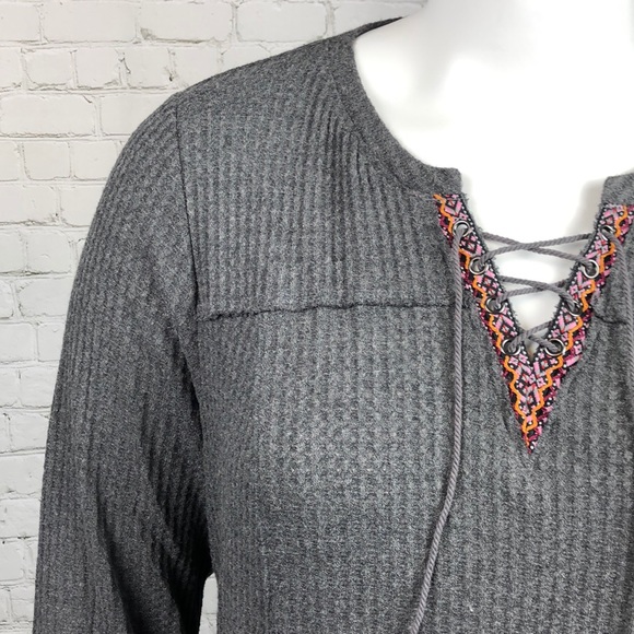 XXL 1X Style & Co Gray Thermal Boho Top Plus Size - Picture 5 of 5